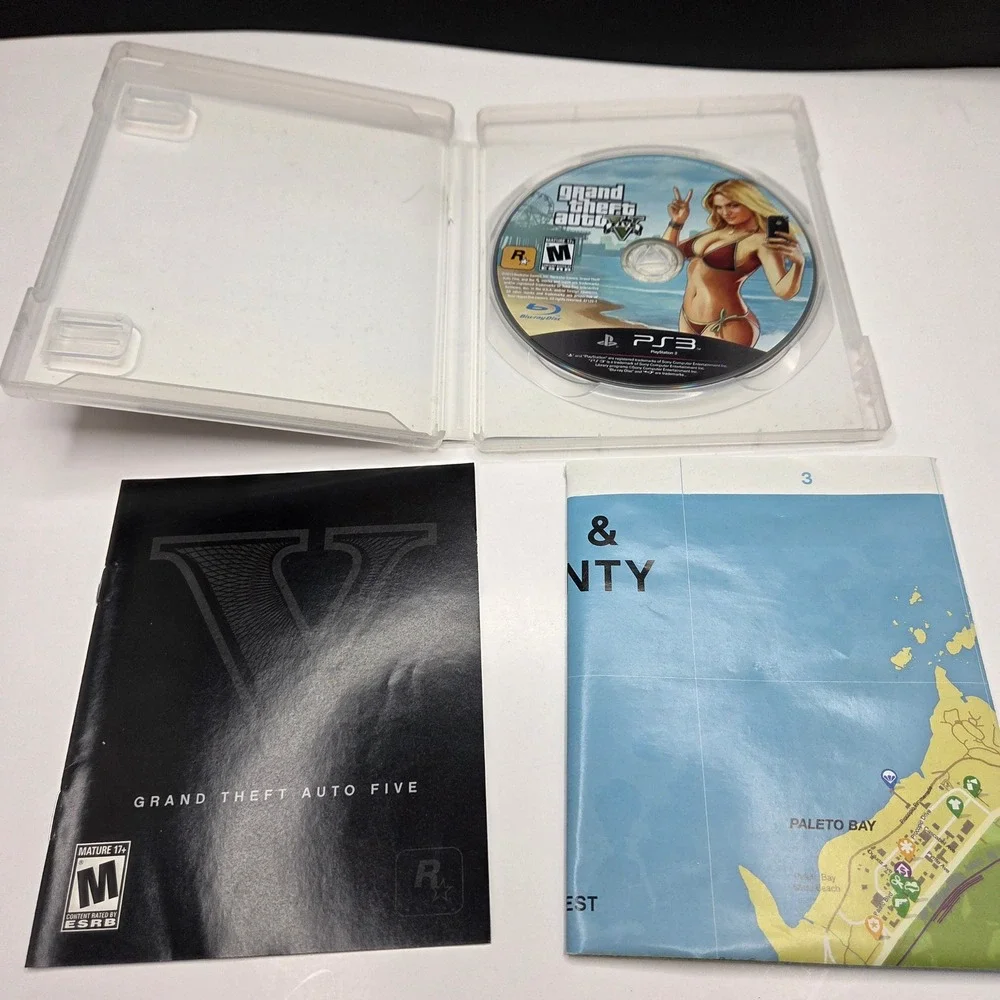 Rockstar Grand Theft Auto V GTA 5 PS3 Sony PlayStation 3 Game Map Manual Tested